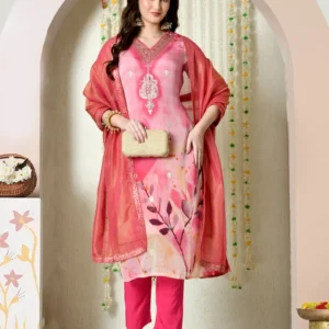 Red Anarkali Cut Indian Dress Suit
